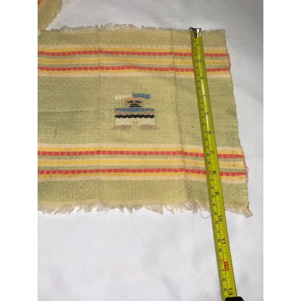 Vintage Hand Woven Textile Small Southwestern placemat Folk Art 2pc 10x10